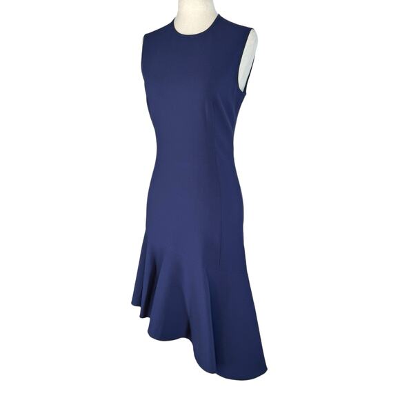Elizabeth and James Dress 4 Blue Asymmetrical Hem Flared Pointe Knit Mini Party - Picture 5 of 14